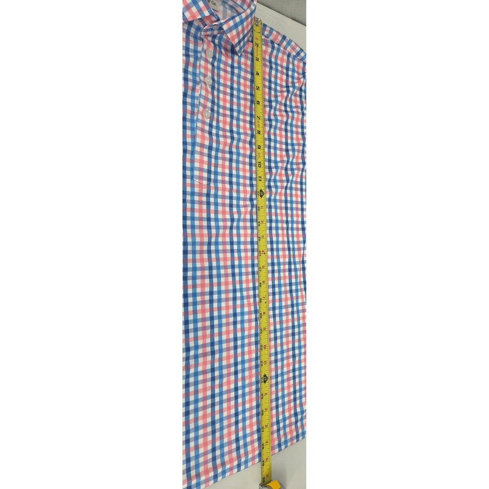 Collars and Co Dress Collar Polo Short Sleeve Small Nantucket Blue Pink Gingham - Picture 4 of 7